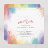 Rainbow Watercolor Save the Date-Karte Einladung (Vorne/Hinten)