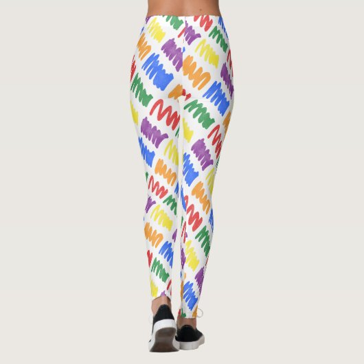 Rainbow Watercolor Scribbles Muster Leggings (Rückseite)