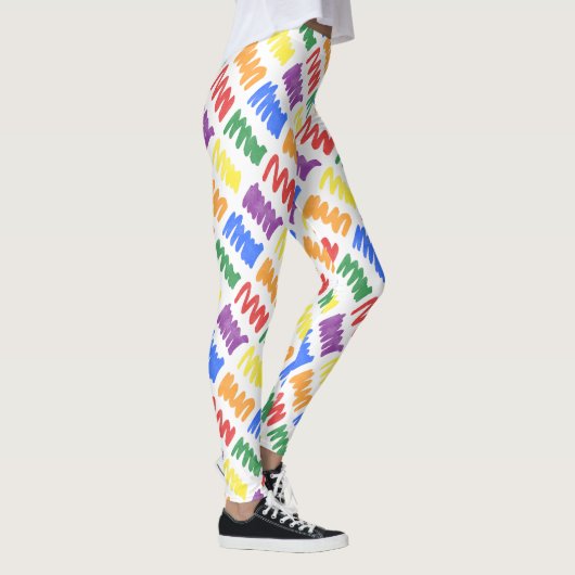 Rainbow Watercolor Scribbles Muster Leggings (Rechts)