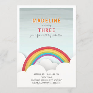 Rainbow Watercolor Sky Wolken Geburtstagspartei Einladung
