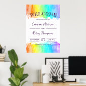 Rainbow Watercolor Splash LGBTQ Hochzeit willkomme Poster (Heimbüro)