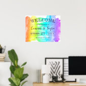 Rainbow Watercolor Splash LGBTQ Hochzeit willkomme Poster (Heimbüro)