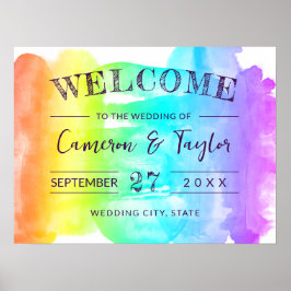 Rainbow Watercolor Splash LGBTQ Hochzeit willkomme Poster