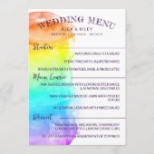 Rainbow Watercolor Splash LGBTQ Hochzeitmenü Menükarte (Vorderseite)