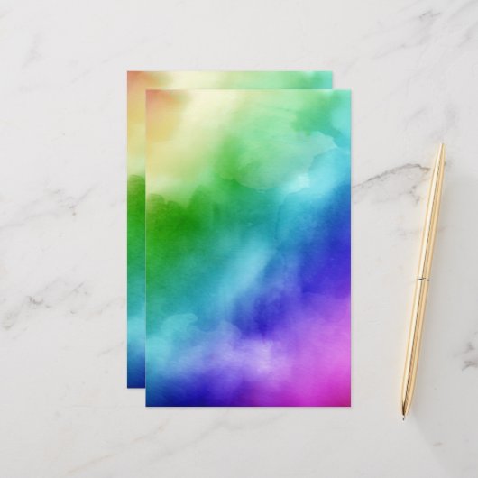 Rainbow Watercolor Stationery Briefpapier (Vorderseite/Rückseite Beispiel)