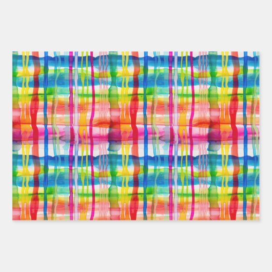 Rainbow Watercolor Streifen Geschenkpapier Set (Vorderseite 2)