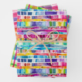 Rainbow Watercolor Streifen Geschenkpapier Set (Beispiel)