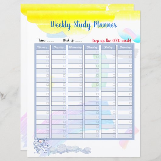Rainbow Watercolor Study Planner und Taten (Vorne/Hinten)