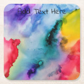 Rainbow Watercolor Texturiert Rechteckiger Pappuntersetzer (Vorderseite)