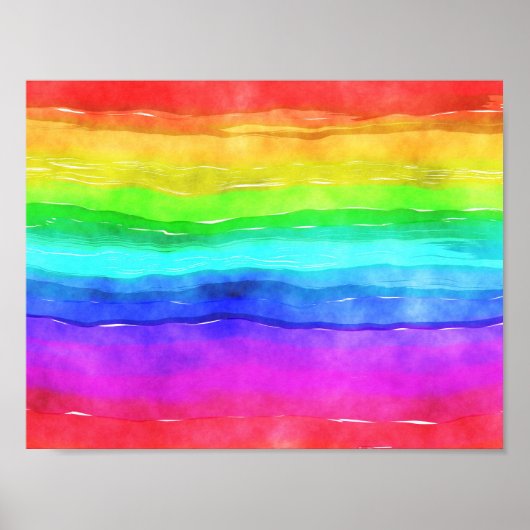 Rainbow Watercolor Tinte Streifen Poster (Vorne)