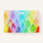Rainbow Watercolor Trees Pronouns Abzeichen Ausweis (Rückseite)