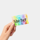 Rainbow Watercolor Trees Pronouns Abzeichen Ausweis (Handheld)