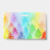 Rainbow Watercolor Trees Pronouns Abzeichen Ausweis (Back)