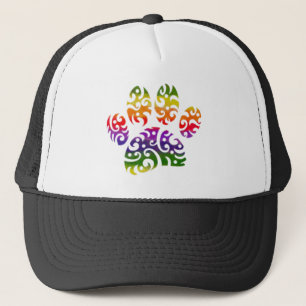 Rainbow Watercolor Tribal Dog Paw Tattoo Print Truckerkappe