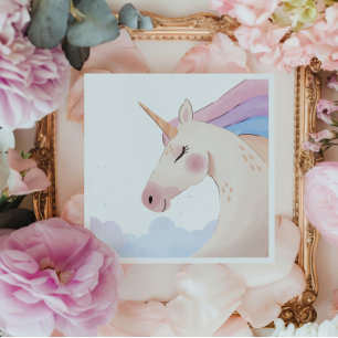 Rainbow Watercolor Unicorn Geburtstagsparty Serviette