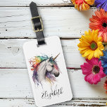 Rainbow Watercolor Unicoron Monogramm Gepäckanhänger<br><div class="desc">Dieses Design wurde mithilfe von digitaler Kunst erstellt und kann in dem Bereich personalisiert sein, der zur Verfügung gestellt wird, oder indem Sie den Klick wählen, um weitere Optionen anzupassen und den Namen, die Initialen oder die Wörter zu ändern. Sie können auch die Textfarbe und den Textstil ändern oder den...</div>