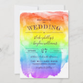 Rainbow Watercolor Wash Gay Wedding Einladung (Vorderseite)