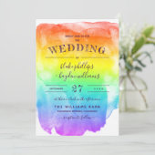 Rainbow Watercolor Wash Gay Wedding Einladung (Stehend Vorderseite)