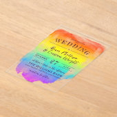 Rainbow Watercolor Wash LGBTQ Hochzeit Acryleinladungen (Ablage )