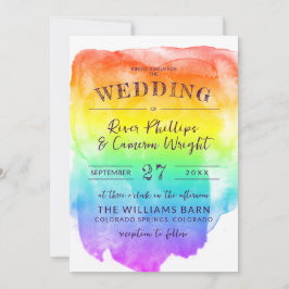 Rainbow Watercolor Wash LGBTQ Hochzeit Einladung