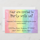 Rainbow Watercolor Wash Party Einladung (Vorderseite)