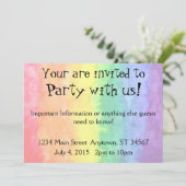 Rainbow Watercolor Wash Party Einladung (Stehend Vorderseite)