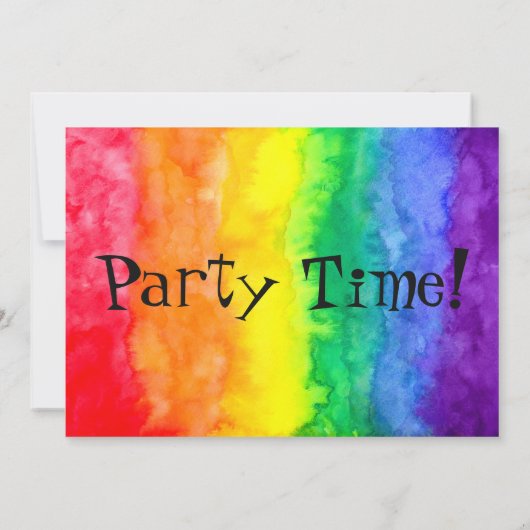Rainbow Watercolor Wash Party Einladung (Rückseite)