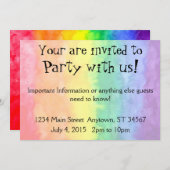Rainbow Watercolor Wash Party Einladung (Vorne/Hinten)