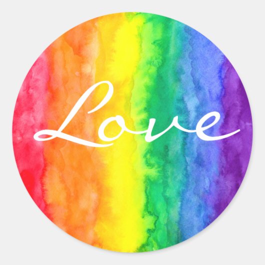 Rainbow Watercolor Wash Runder Aufkleber (Vorderseite)