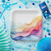 Rainbow Watercolor Wave Pappteller (Party)