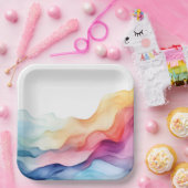 Rainbow Watercolor Wave Pappteller (Party)