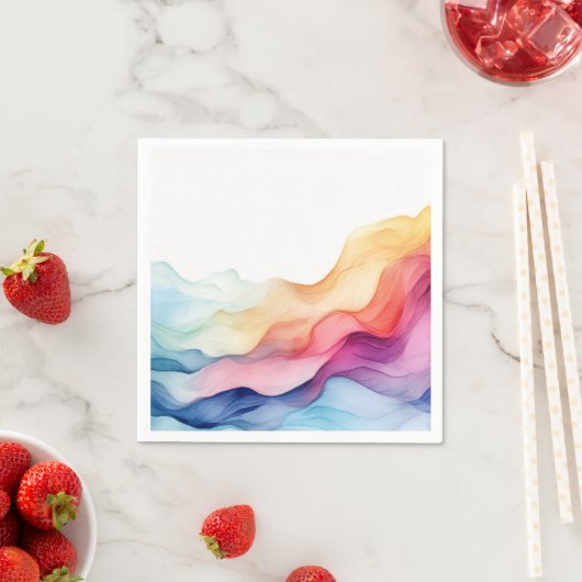 Rainbow Watercolor Wave Serviette (Beispiel)