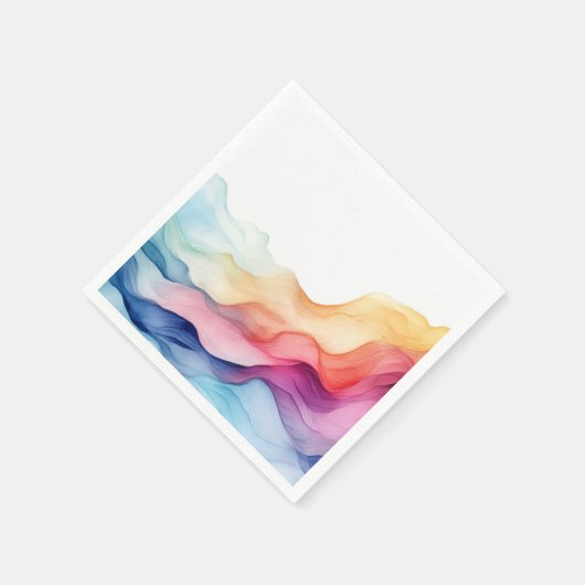 Rainbow Watercolor Wave Serviette (Ecke)