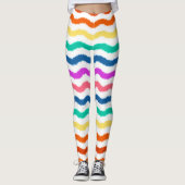 Rainbow Watercolor Waves Farbige Leggings (Vorderseite)