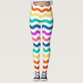 Rainbow Watercolor Waves Farbige Leggings