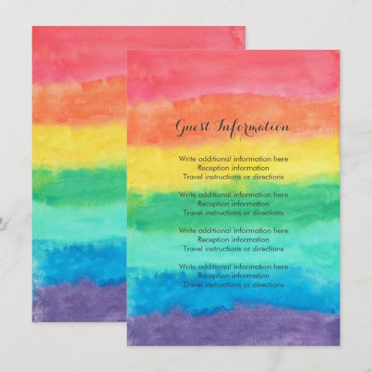 Rainbow Watercolor Wedding Begleitkarte (Vorne/Hinten)