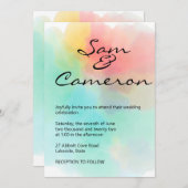 Rainbow Watercolor Wedding Einladung (Vorne/Hinten)