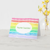 Rainbow Watercolor Wedding Karte (Gelbe Blume)