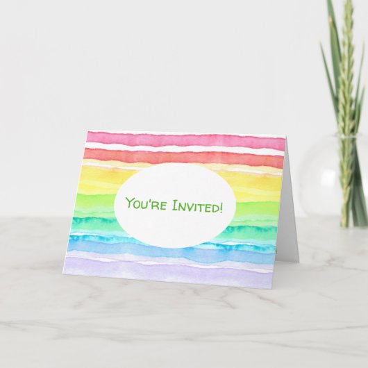Rainbow Watercolor Wedding Karte (Vorderseite)