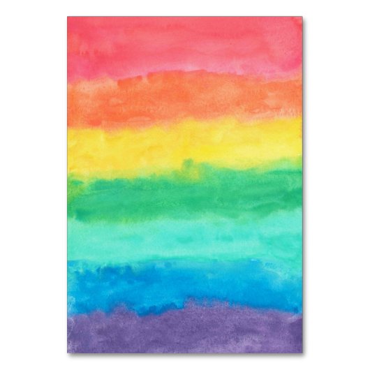 Rainbow Watercolor Wedding Tischnummer (Rückseite)