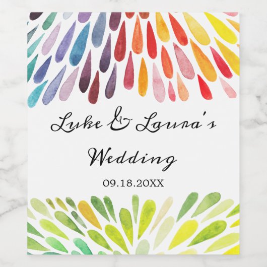 Rainbow Watercolor Weinetikett (Einzelnes Label)