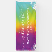 Rainbow Watercolor Willkommen im Baby Dusche Banner (Vertikal)