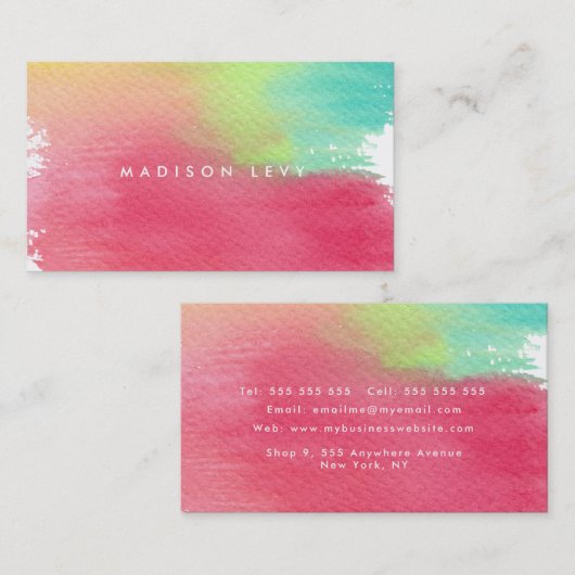 Rainbow Watercolor Zurzeit Minimalistisch Terminkarte (Vorne/Hinten)