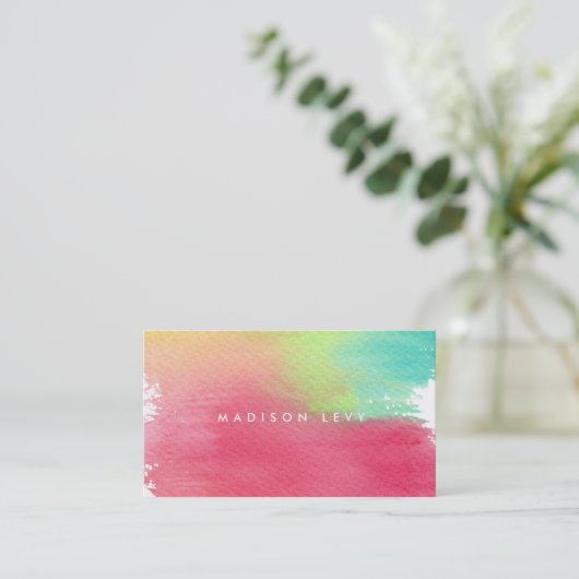 Rainbow Watercolor Zurzeit Minimalistisch Terminkarte (Stehend Vorderseite)