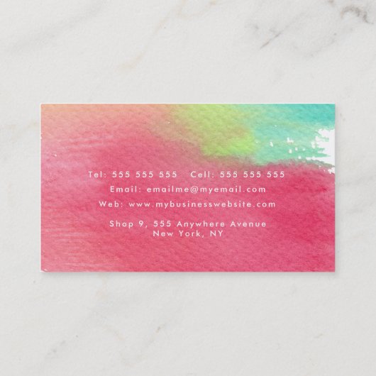 Rainbow Watercolor Zurzeit Minimalistisch Terminkarte (Rückseite)