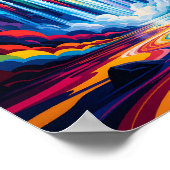 Rainbow Waterfall Abstract Wall Art Print Poster (Ecke)