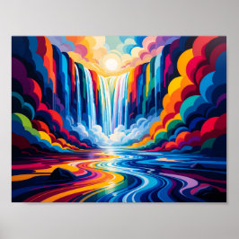 Rainbow Waterfall Abstract Wall Art Print Poster
