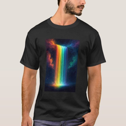 Rainbow Waterfall at Night Fantasy Landscape Dream T-Shirt (Vorderseite)