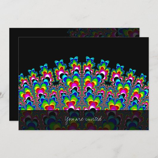 Rainbow Waterfall - Fraktal Art Einladung (Vorne/Hinten)