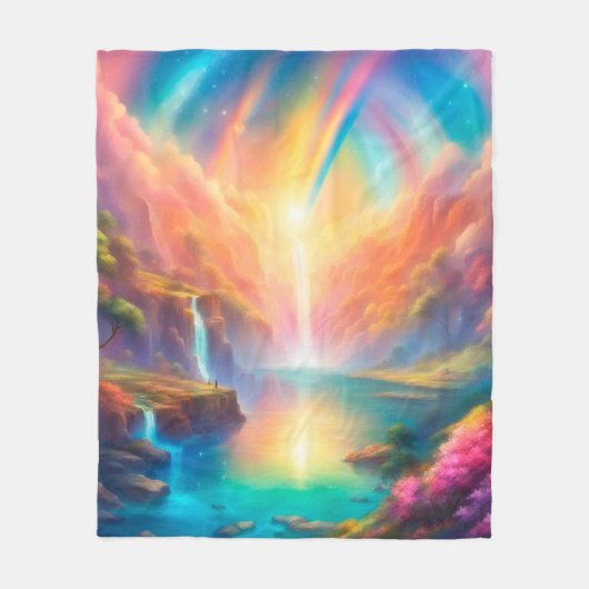 Rainbow waterfall landscape fleecedecke (Vorderseite)